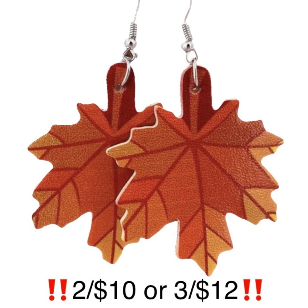 Faux Leather Colorful Autumn Leaf Earrings